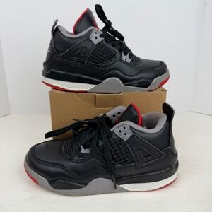 Jordan 4 Retro Bred Reimagined Toddler 12C Black Red Grey BQ7669-006